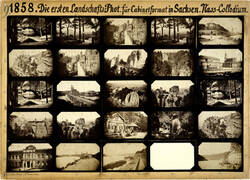 Historisches Lehrmuseum für Photographie, Tafel 9: "1856-1858. älteste Landschafts-Cabinets in Sachsen. Nass.Collodium."